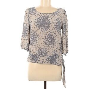 Anthropologie Maple silk grey finger print 3/4 sleeve blouse women’s 6